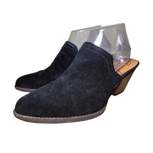 Zodiac Ada Black Suede Western Mules Womens Size 9 Chunky Heel Great condition